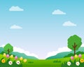 Nature landscape vector illustration with cartoon style Royalty Free Stock Photo