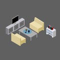 Home furniture isometric vector. 3d illustration