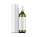 Green Glass Wine Bottle With Label and Cardboard Tube Royalty Free Stock Photo