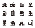 Building icon collection with black style Royalty Free Stock Photo