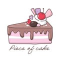 Cute pastel cake cartoon vector