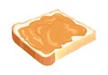 Peanut butter on toast bread isolated on white. Vector illustration of sandwich