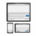 Smartphone and tablet touch keyboard keypad typing browser interface template mockup realistic illustration vector Royalty Free Stock Photo