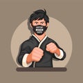 Martial Art Athlete wearing mask with Stop Asian Hate symbol. character avatar in cartoon illustration vector