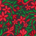 Hand draw red daisies on grey background. Seamless floral pattern. Vector. Royalty Free Stock Photo