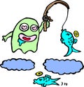 Fishing Ghost Very Funny Concept Royalty Free Stock Photo