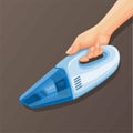 Hand holding portable vaccuum cleaner, household appliance symbol illustration vector Royalty Free Stock Photo