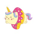 Vector illustration of a little cute white cat unicorn or caticorn . Royalty Free Stock Photo