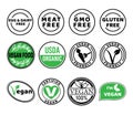 Vegan icon set. Bio, Ecology, Organic logos and icon, label, tag.