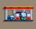 Highway toll or parking gate with car and bus illustration flat illustration vector