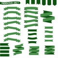 Green color vector set of ribbons in different shapes Royalty Free Stock Photo