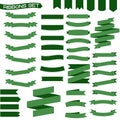 Green color vector set of ribbons in different shapes Royalty Free Stock Photo