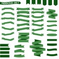 Green color vector set of ribbons in different shapes Royalty Free Stock Photo