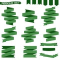 Green color vector set of ribbons in different shapes Royalty Free Stock Photo