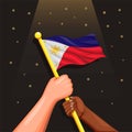 Philipine flag on people hand celeration 12 june independence day of Philipine concept in cartoon illustration vector