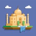 Taj Mahal landmark building from Indian, asian concept in flat illustration vector