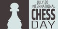 Chess day greeting card. Chess pawn silhouette.