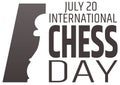 Chess day greeting card. Chess pawn silhouette.