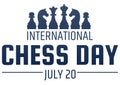 Chess day greeting card. Chess pieces silhouettes. Royalty Free Stock Photo