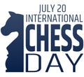 Chess day greeting card. Chess knight silhouette.