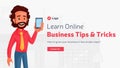 Banner design of learn online business tips and tricks