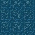 Seamless pattern happy dolphin sketch Royalty Free Stock Photo