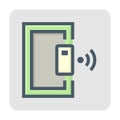 Smart lock and door vector icon design, 48X48 pixel perfect and editable stroke