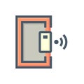 Smart lock and door vector icon. 48x48 pixel perfect and editable stroke. Royalty Free Stock Photo