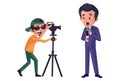 Vector Graphic Illustration of Journalist Boy Royalty Free Stock Photo