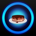 Food icon on blue and black button illustration in black background for food choice maschine or web buttons collection banner Royalty Free Stock Photo