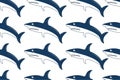 Seamless pattern shark graphic vector Royalty Free Stock Photo