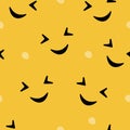 Funny seamless pattern with laughing emojis on yellow background. Design for clothes, posters, print, fabric, wrapping,  backgroun Royalty Free Stock Photo