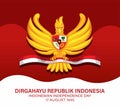 Indonesian independence day 17 august 1945 and Pancasila day with garuda symbol concept illustration vector