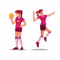 Female volley athlete character set. volley player championship sport symbol illustration vector
