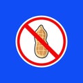 sign prohibition eat peanut who have allergies, symbol prohibition eat peanut