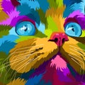 Close up colorful face cat pop art portrait posters design