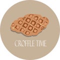 Croffle Time. Waffle from croissant. Tasty pastery.