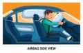 Airbag safety car in accident in side view illustration vector