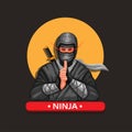 Ninja mascot figure character japanese culture illustration cartoon vector