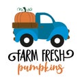 Farm fresh Pumpkins - Happy Harvest fall festival design for markets, restaurants, flyers, cards, invitations, stickers, banners. Royalty Free Stock Photo