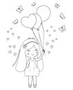 Little cute happy girl holding balloons. Royalty Free Stock Photo