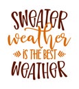 Sweater Weather - Hand Drawn Vector Text. Autumn Color Poster.