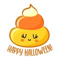 Happy Halloween - funny illustration in candy corn costume. Handmade sticker print.