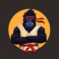Gorilla monkey wearing karate uniform character illustration vector Royalty Free Stock Photo