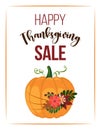 Happy Thanksgiving Sale - banner with beautiful flowered pumpkin