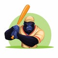 Gorilla monkey in baseball costume holding bat ready to play character mascot illustration vector