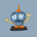 The Grey Blue Mini Robot With Expression Vector