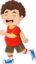 Cartoon funny overweight boy running