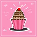 The Sweet Cerry Cup Cake Illustration