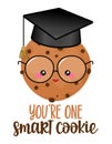 You are a smart cookie - Cute smiling happy cookie with nerd glasses.